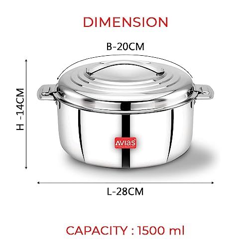 AVIAS Platina Premium Stainless Steel Casserole with Double Wall ...