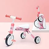 SSLC Kleinkinder Baby Buggy Trike Klappbar Fahrrad Ultraleicht Flüsterleise Rad Multifunktional Dreirad für Kinder Belastbarkeit bis 50 kg, Pink