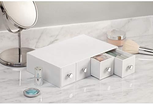 iDesign 36562EU Drawers Cosmetic Organiser Drawer, Plastic Makeup Storage Drawers with 4 Drawers, White