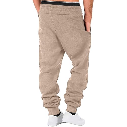 Sweatpants for Men Fleece Drawstring Loose Fit Joggers Pants Fashion Cuffed Leg Casual Pants Streetwear Pockets Fall3