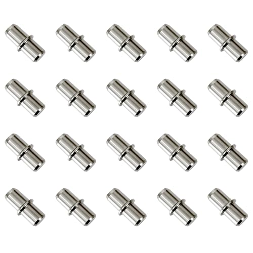 Zeeorymn Support d'Étagère,20Pcs Taquet Etagere Étagère Broches Cheville Etagere Supports de Plaque en Métal Nickelé pour Armoire, Bureau et Étagère- 4.5mm*14.6mm