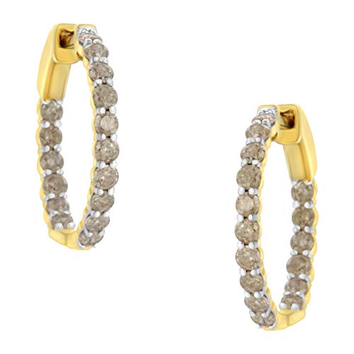 10K Yellow Gold Plated Sterling Silver Diamond Hoop Earrings (2 cttw, K-L Color, I2-I3 Clarity)