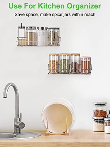 Smartake 2-Pack Shower Caddy, Adhesive Bathroom Shelf Wall Mounted, No Drilling Strong Shower Caddies Kitchen Racks - Stainless Steel Storage Organizers (9.9 Inches), Silver #TOP2