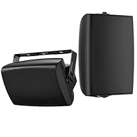 Herdio 6,5 Zoll Bluetooth-Outdoor Lautsprecher wasserdicht mit leistungsstarken Bass Wandmontage Lautsprechern Allwetter-Haltbarkeit für Innen im Freien im Freien Home Deck Veranda (Paar, Schwarz