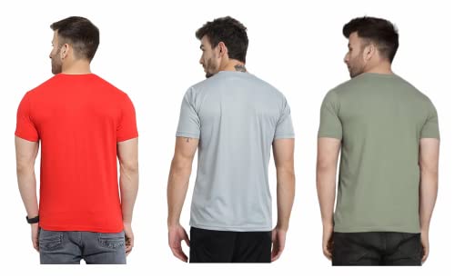 Image of Dry Fit Solid Sports T-Shirt for Men Half Sleeve Regular Fit T-Shirt Running Gym Plain T-Shirt Unisex (Pack of 3)