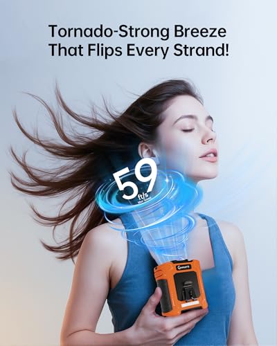 Image of Waist Fan, 10000mAh Rechargeable Belt Clip Fan, 59ft /s Airflow, 18500RPM 6-Speed, Up to 35H, 8-in-1 Hands-Free Personal Cooling with Bottom Air Intake, LED SOS Light for Camping, Travel, Jobsite