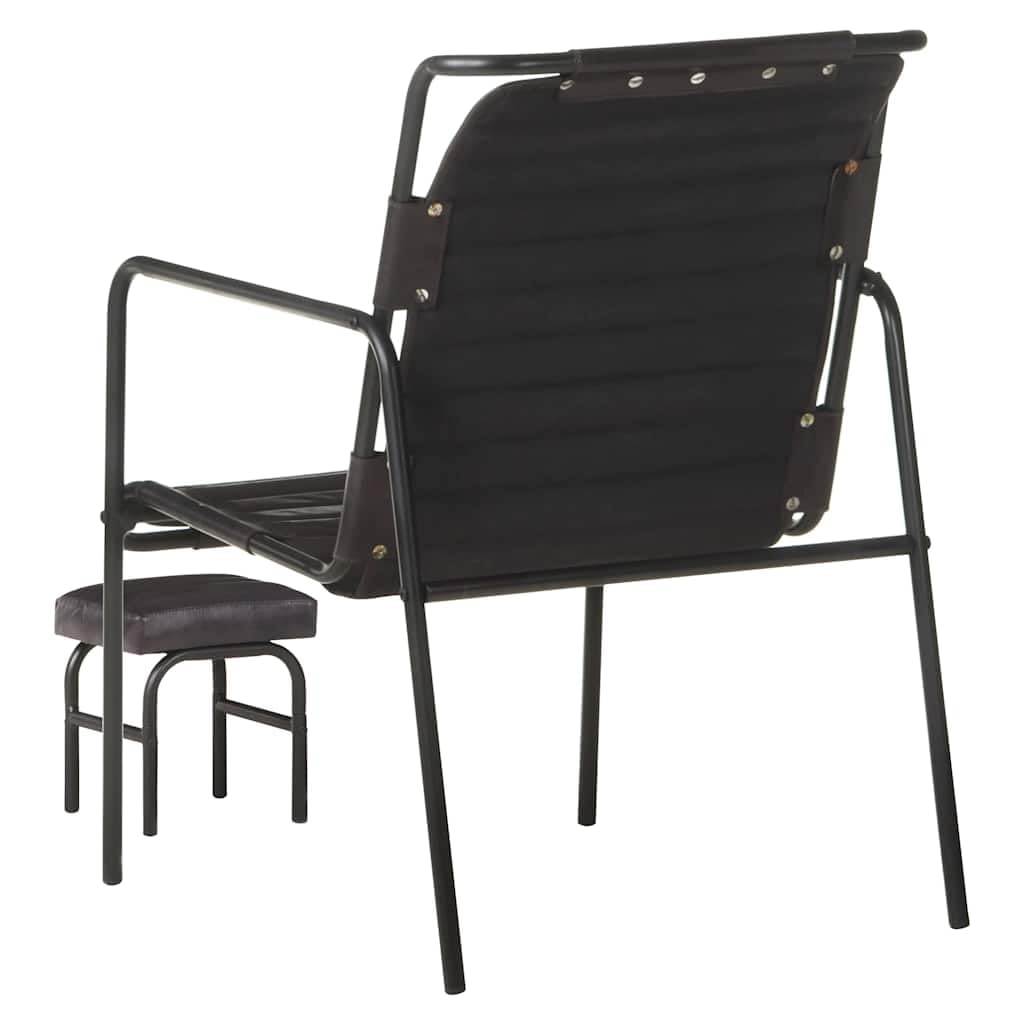 Sillón de relax con reposapiés de piel auténtica, color negro, sillón loungesessel salón, sillón orejero con taburete, sillón tapizado con función de relax, sillón de lectura, sillón moderno