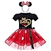 Kleinkinder Baby Mädchen Minnie Mouse Kostüm Geburtstag Partykleid Kurzarm Gepunktet Tutu Tüll Prinzessin Kleid Festkleid Halloween Weihnachtskleid mit Stirnband Fasching Karneval Schwarz+Rot 18-24M