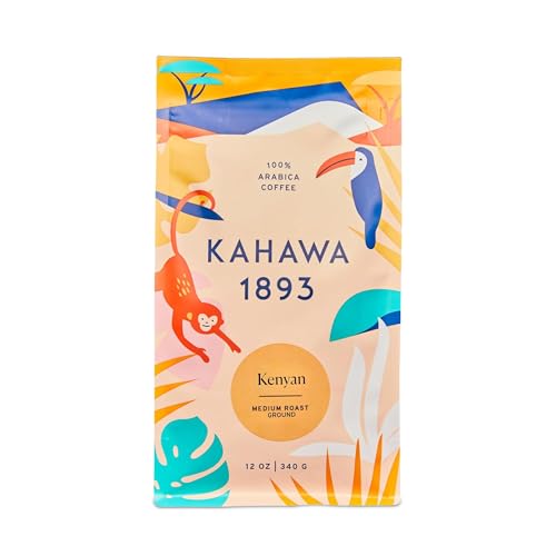 Kahawa 1893 Ground Coffee Medium Roast Kenyan Blend 12 Oz - As Seen on Shark Tank, High Antioxidants, Naturally Sweet, Organically Grown, Ethically & Sustainably Sourced
