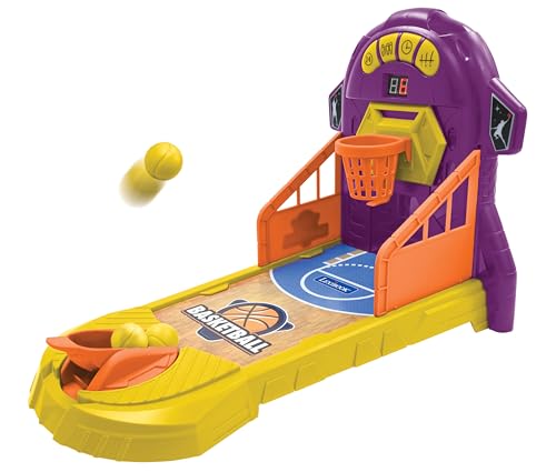LEXiBOOK, Electronic Basketball Game, Sound and Light Effects, Moving Panel, 3 Levels of Difficulty, 1 to 4 Players, Purple/Yellow, JG910