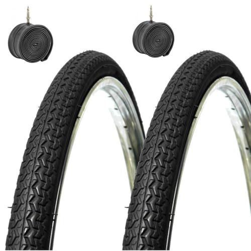 2 COPERTONI + 2 CAMERE D'ARIA 26 X 1 3/8 (37-590) PER BICICLETTA STRADALE PNEUMATICO NERO IN GOMMA X BICI SCATTO FISSO TREKKING CITYBIKE OLANDA GRAZIELLA PASSEGGIO (COPPIA COPERTONI + COPPIA CAMERE)