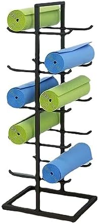5-Tier Yoga Mat Storage Rack, Floor Standing Organizer for Home Gym, Holds 5-20 Mats, Metal Foam Roller Holder, Ideal for Yoga Room & Fitness Space