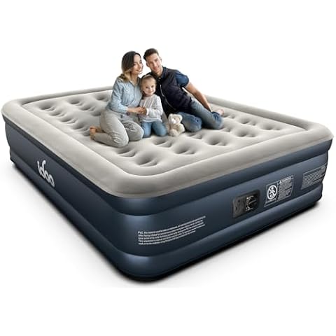 iDOO Queen Air Mattress with Built in Pump, 18 Raised Comfort Blow up Mattress, Upgraded Four Chamber Airbed, Inflatable Mattress for Guests and Home, colchon inflable, Air Bed, 650 lbs Max Cover