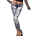 New Stylish Denim Look Ripped Faux Jean Blue Leggings Tights Pants (F012g)