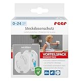  160252 reer Steckdosenschutz, Kindersicherung, klebbar, weiß, 40er