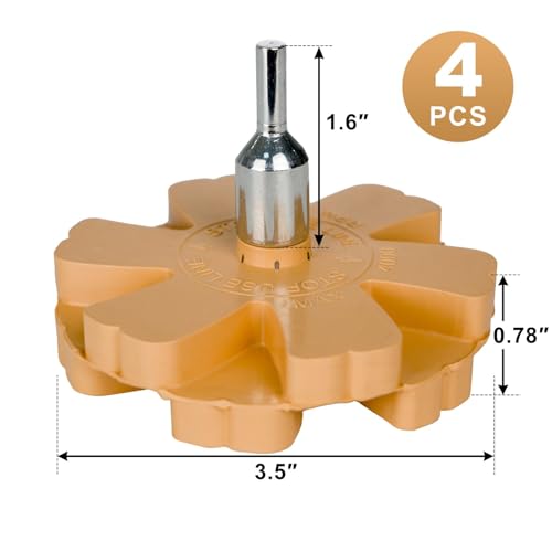 Image of 4 Pack 3.5 inch Eraser Wheel Decal Remover Eraser Wheel Adhesive Remover with Adapter Rubber Eraser Wheel for Drill Removes Car Decal Vinyl Tape Graphics Pinstripe Sticker Remover