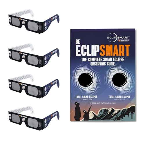 Celestron EclipSmart Solar Eclipse Glasses Observing Kit for Safe Sun Viewing including Four Pairs of Eclipse Glasses and Guidebook