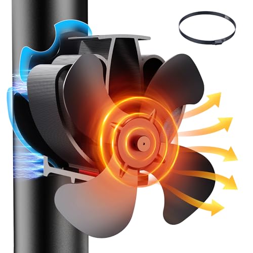 Heat Powered Stove Fan, Magnetically Mounted Flue Pipe Fireplace Fan, 4 Blades Wood Stove Fans Non Electric, Silent Ecofan for Gas/Logs/Pellet Stove, Helping Circulate Heat