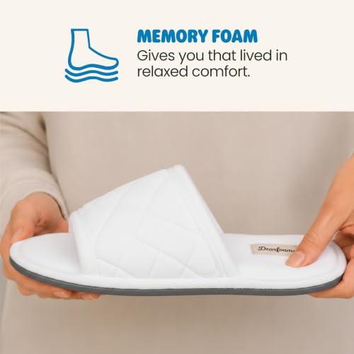 Image of Dearfoams womens Slipper Memory Foam Summer House Shoe Beatrice Terry Slide