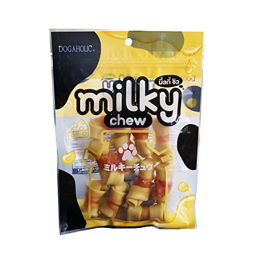 Image of Dogaholic Milky Chew Cheese & Chicken Bone Dog Treats, Protein Rich Milky Snacks for Dogs of All Breeds and Ages, Helps Muscle Development, Pack of 2,All Life Stages