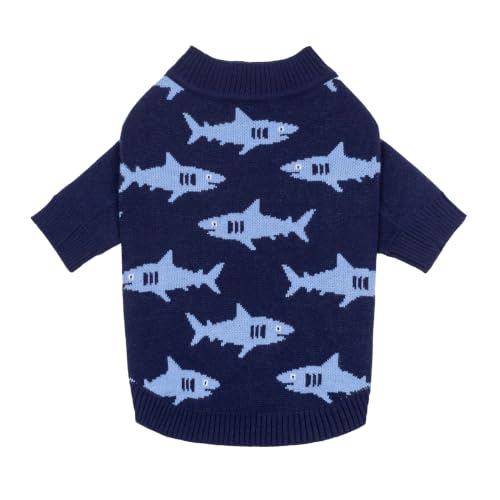 Image of Fitwarm Shark Dog Sweater, Winter Clothes for Small Dogs Boy Girl, Blue, XXL