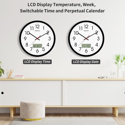 Reloj de pared digital y analógico de 12 pulgadas miniatura 4
