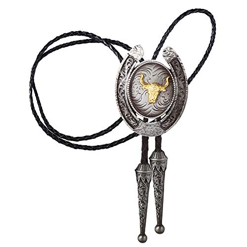 Image of HUABOLA CALYN Bolo Tie for Men- Western Cowboy Native American Golden Horse Bolo Tie