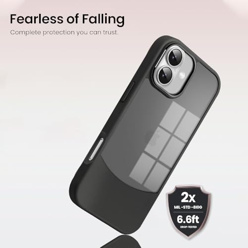Image of KARWAN️Fusion Edge Leather Transparent Mobile Back Case | Slim Fit | Anti-Fingerprint| Scratch-Resistant | Premium Grip | Shockproof case | Back Cover for iPhone 16 || Black