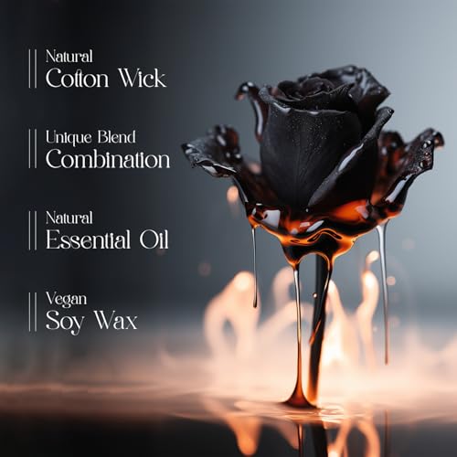 Image of Black Oudh & Rose Soy Candle, 180g, 100% Natural Soy Wax, Hand-Poured Aromatherapy Jar Candle, Essential Oil Scent, 40+ Hour Clean Burn, Gift for Home Decor & Self-Care