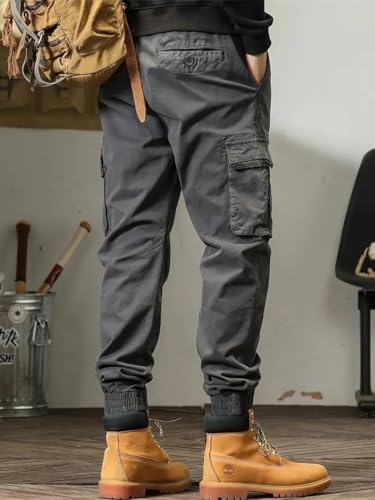 Image of Men's Cotton Cargo Pants Multi-Pocket,Comfortable Work Pants, Durable Trousers & Everyday Wear-CP-031