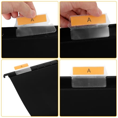 FWEEK 30 Stück Hängemappen A4, Polypropylen mit Tabs und Karteneinlagen, Schwarz, V-förmig mit Etikettenhalter, für Schule, Zuhause, Arbeit