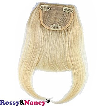 Voloria #613 Blonde Color Brazilian Human Hair Clip-in Hair Bang Full Fringe Short Straight Hair Extension for women 6-8inch - Thumbnail 2