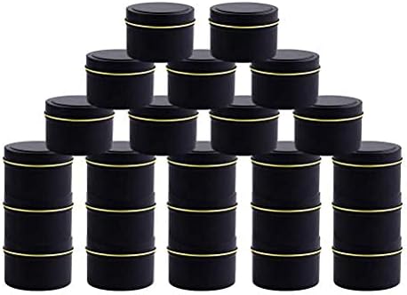 24 Pieces Candle Tin, 4 oz Holiday Candles, Candle Containers, Travel Tins, Candle Jars for Candle Making (Black)