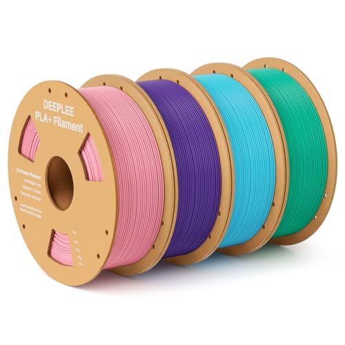 Image of PLA+ 1.75mm 3D Printer Filament, PLA Plus with Dimensional Accuracy + /- 0.02mm, Higher Strength and Toughness, Neatly Wound, No Clogging, 4 Pack 1kg Pink & Purple & Sky Blue & Sea Green
