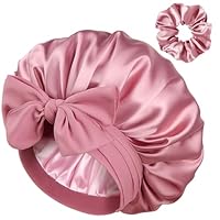 YANIBEST Satin Seide Haube für schlafende Frauen, Double Layer Hair Bonnet mit elastischem Bindeband für lockiges Naturhaar