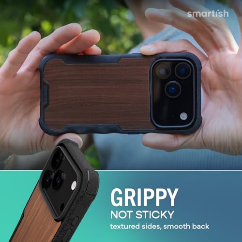 Image of Smartish iPhone 17 Pro MagSafe Case - Gripzilla Protective Magnetic Case for Men [Rugged + Tough] Military Grade Heavy Duty Grip Armor - Drop Tested for iPhone 17 Pro - Walnut Woods