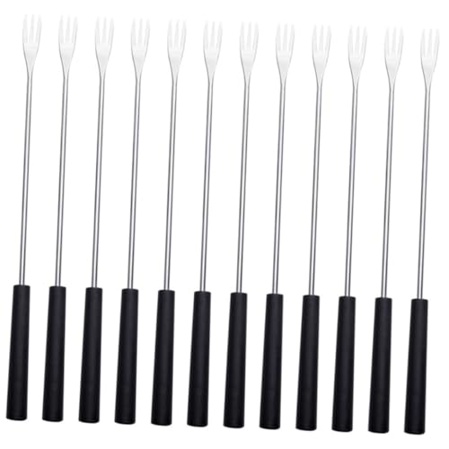 Cabilock 12Pcs Stainless Steel Fondue Forks with Handles for Chocolate Cheese Fruit and Dessert for Fondue Parties and Family Gatherings