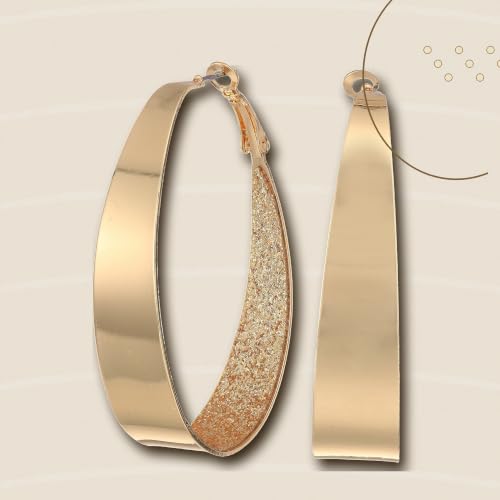 Image of Guess Large Oval Glitter Hoop Earrings