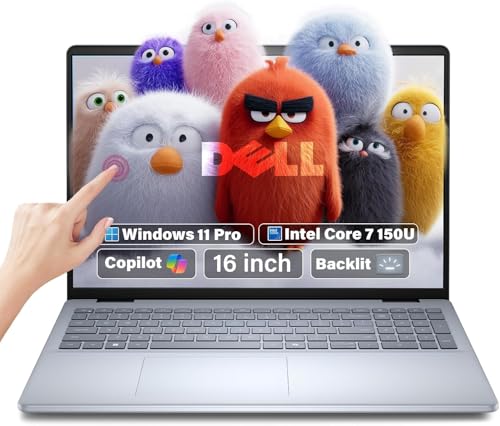 Dell 16 Laptop Touchscreen Business Computer - Intel 10-Core 7 150U(up to 5.4GHz), 16'' FHD+ Touch Dsiaplay, Backlit KB, Fingerprint, Windows 11 pro, 32GB DDR5 RAM, 1TB SSD
