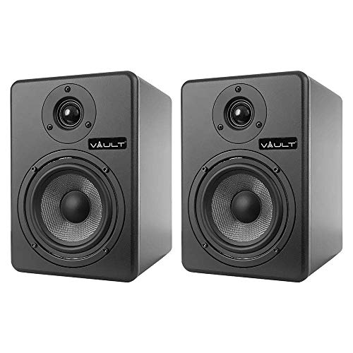 Image of VAULT C5 5-Inch Powered Studio Reference XLR Computer Monitors Speakers - Pair with Acoustic Foam Pads