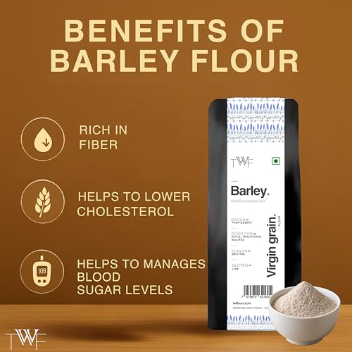Image of TWF Virgin Barley Flour (500g) - 100% Natural, High Fiber Flour for Baking & Cooking | Ancient Grain, Minimally Processed | Perfect for Plant-Based Diets