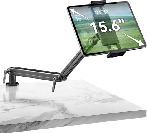 Mount Soporte para Tablet/Portable Monitor/Ereader - Strong Bearing Weight over 5.5lbs with Built-in Adjusting Wrench with 360Rotate Base Fits for ipad 4.7-15.6 Tablet Stand Holder (Up to 15.6)