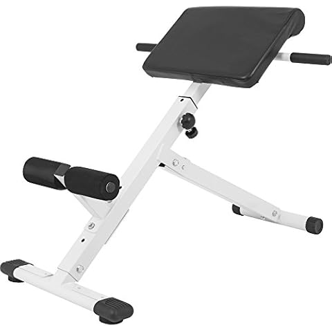 GORILLA SPORTS® Roman Chair - 5 Adjustment Levels, Foldable, Max Load 120 kg, Non-Slip Foot Caps, Back Padding, Colours: Black and White - Hyperextension Bench, Back Extension Machine Cover