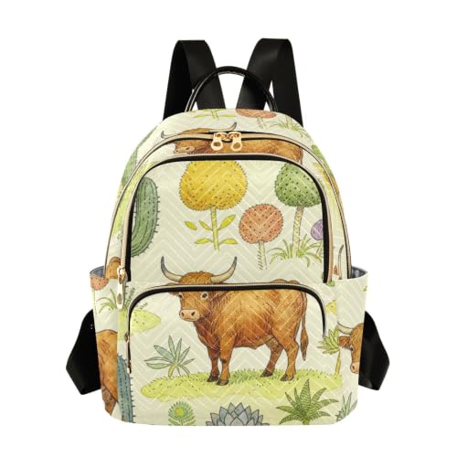 Adorable sac à dos vache écossaise Wudan en polyester résistant taille S-M