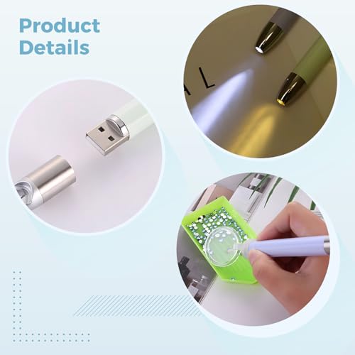 Herramientas de pintura de diamantes con aplicador de luz led y estuche 4