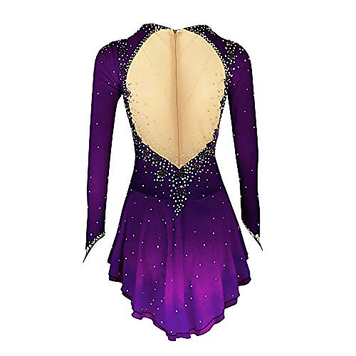 Liuhuo Ice Skating Dress Purple Yellow Halo Dyeing Spandex Handmade Crystals Long Sleeve Ice Skating Figure 12-15 Years thumb #1