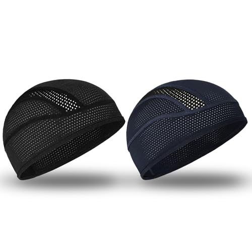 2 Piezas Sotocasco Bici Verano, Gorro Bicicleta Cabeza, Gorro Bajo Casco Moto, Sotocasco Bicicleta Verano para Hombre Mujer, Gorro Bajo Casco Ciclismo Verano para Escalada Ciclismo Moto Correr (A) 🔥