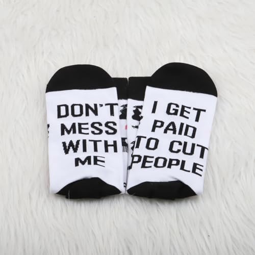 PXTIDY 1 Pair Hairstylist Gift Don’t Mess With Me Hair Salon Gift Hairdresser Socks Hairstylist Sock4