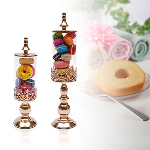 Gdrasuya10 Candy Jars With Lid Golden Metal Pedestal Sugar Bowl With Lids 4 Piece Set Dessert Stand Luxury Candy Dishes With Lids Cookies Display Wedding Party Decor Storage Candy Organizer #TOP7