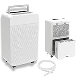 Vtizikl 25L/Day Smart Dehumidifier, Dehumidifiers for Home with Digital Humidity Display, Timer, Auto Humidity Sensor, Continuous Drainage, Dehumidifiers for Drying Clothes, Apartments (White)